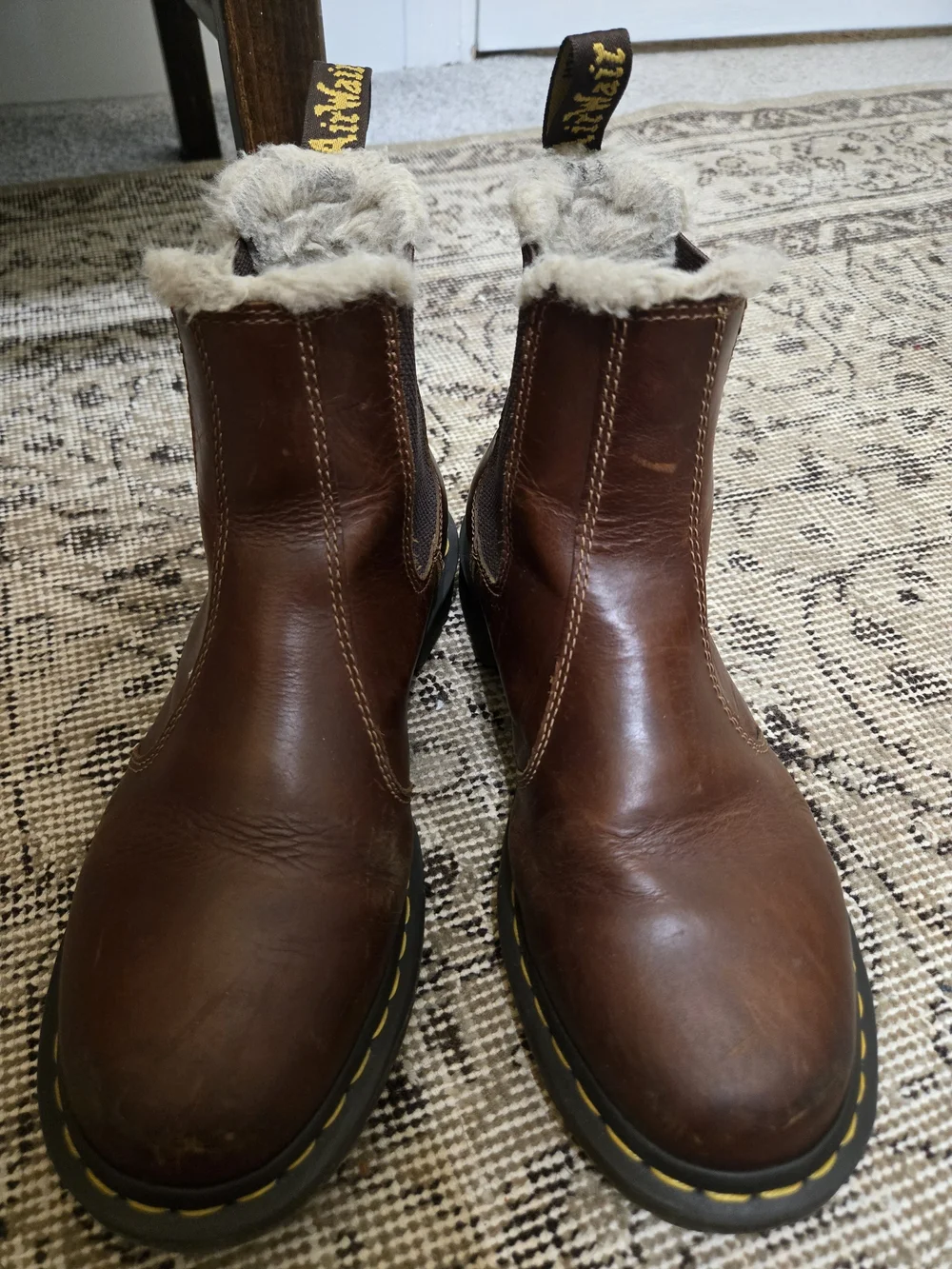 Doc Martens Brown Leather Fleece-Lined Chelsea Boots